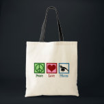 Peace Love Pilates Tote Bag<br><div class="desc">Peace Love Pilates. A cute pilates instructor gift featuring a peace sign,  heart,  and woman stretching over an exercise ball.</div>