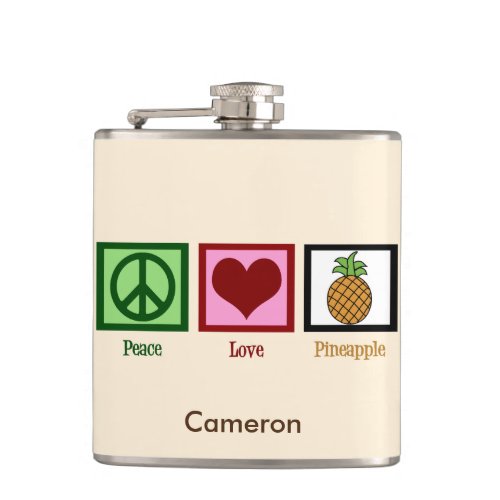 Peace Love Pineapple Custom Ivory Flask