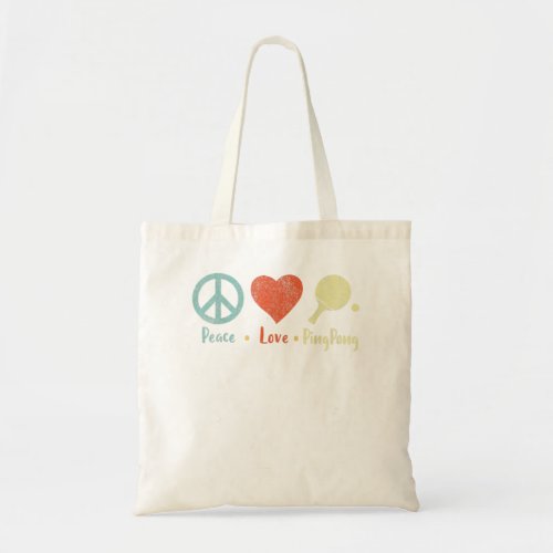 Peace Love Ping Pong Table Tennis Player Retro Vin Tote Bag