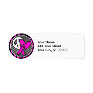 peace love pink awareness ribbon label
