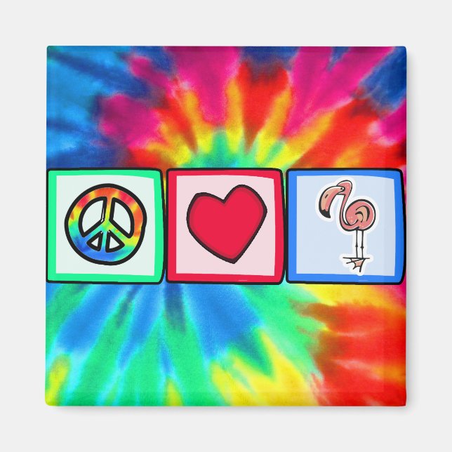 Peace, Love, Pink Flamingos Magnet (Front)