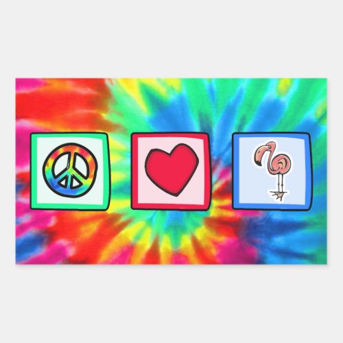 Peace Love Pink Flamingos Rectangular Sticker