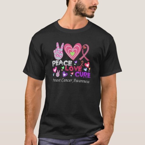 Peace Love Pink Ribbon Breast Cancer Awareness vin T_Shirt