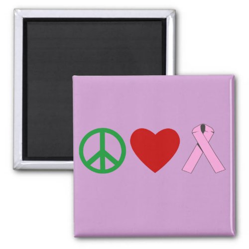 Peace Love Pink Ribbon T shirts Mugs Magnet