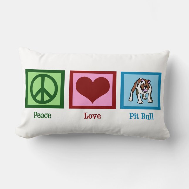 Peace Love Pit Bulls Lumbar Pillow (Front)