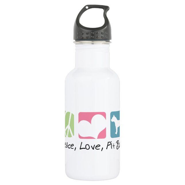 Peace Love Pit Bulls Stainless Steel Water Bottle (Front)
