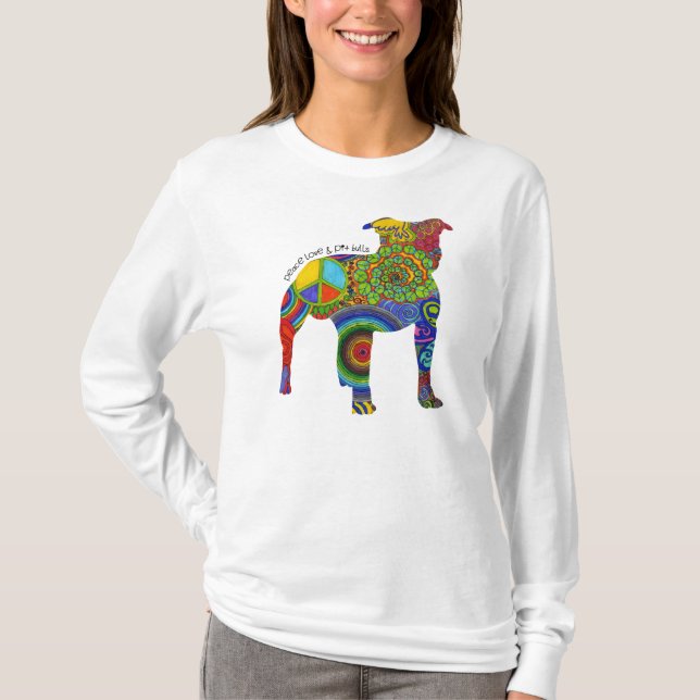 "Peace Love & Pit Bulls" Womens Flowy Tee (Front)