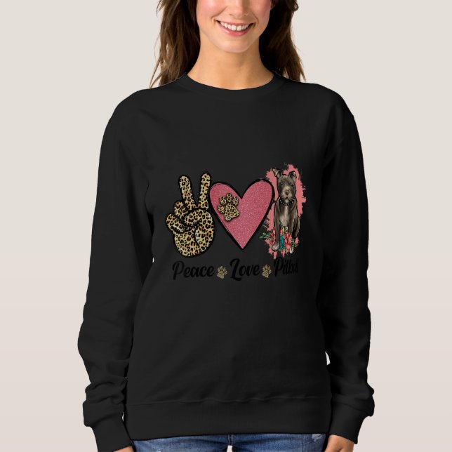 Peace Love Pitbull Leopard Heart Floral Outfit for Sweatshirt (Front)