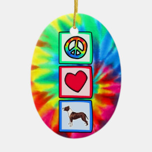 Peace, Love, Pitbulls Ceramic Ornament