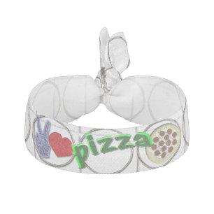 Peace love pizza hair tie