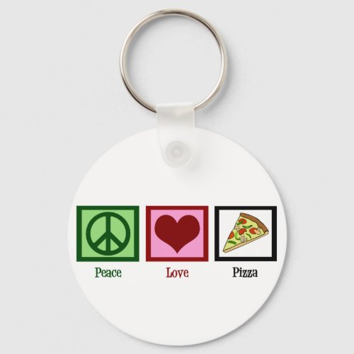 Peace Love Pizza Keychain