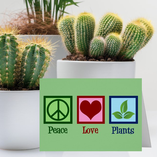 Peace Love Plants Cute Plant Nursery Holiday Card (Creator Uploaded)