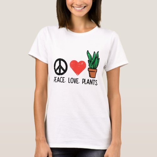 Peace Love Plants Gardening Hippie Gardener Men Wo T_Shirt