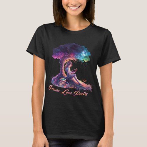Peace Love Poetry Poets Poetry and Book  T_Shirt
