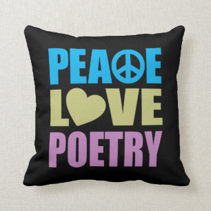 Peace Love Poetry Throw Pillow