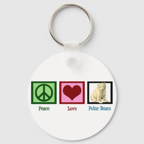 Peace Love Polar Bears Keychain