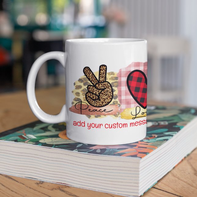 Peace Love Pomeranian Pet Dog Breed Valentines Day Coffee Mug (Creator Uploaded)