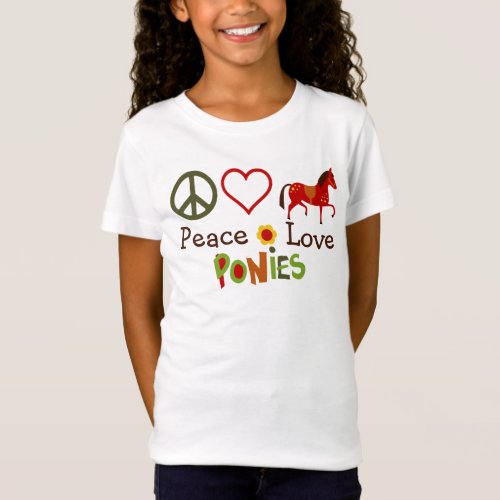 Peace Love Ponies Retro Horse T_Shirt