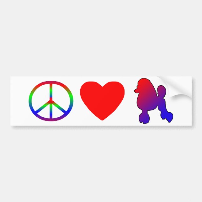 Peace Love Poodles Bumper Sticker (Front)