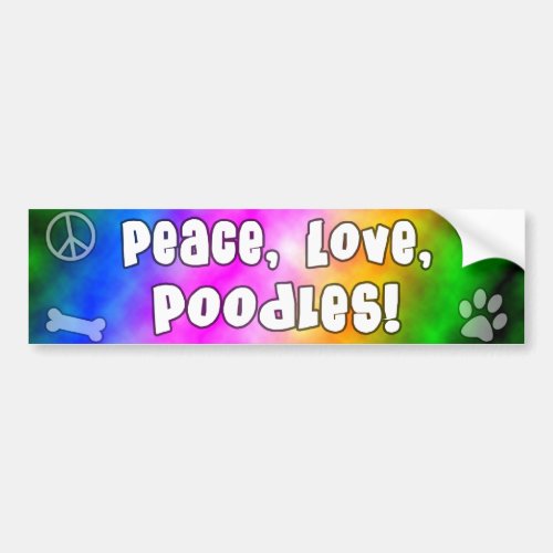 Peace Love Poodles Bumper Sticker