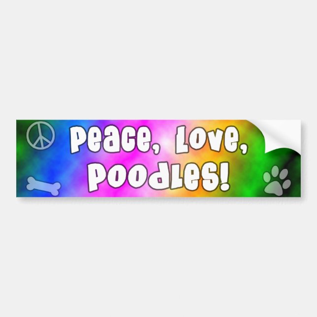 Peace Love Poodles Bumper Sticker (Front)