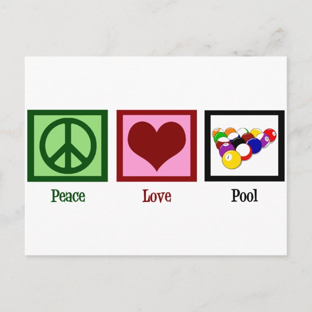 Peace Love Pool | Cool Billiards Postcard (Front)