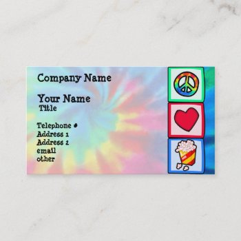 Peace  Love  Popcorn Business Card by z_mall at Zazzle