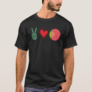 Peace Love Portugal Flag Portuguese Pride Roots T-Shirt