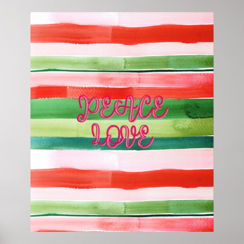 Peace Love Poster _ Paint Stripes 