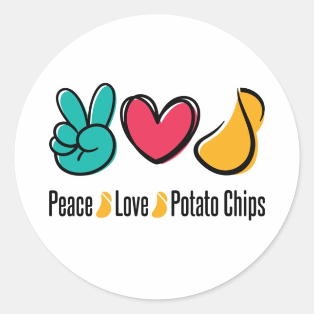 Peace Love Potato Chips Classic Round Sticker (Front)