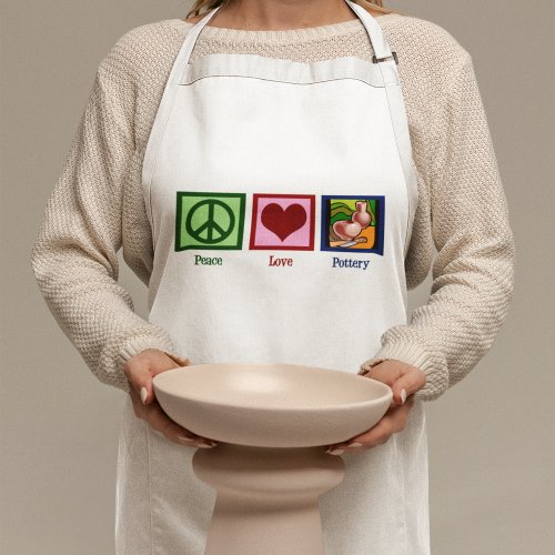 Peace Love Pottery Adult Apron
