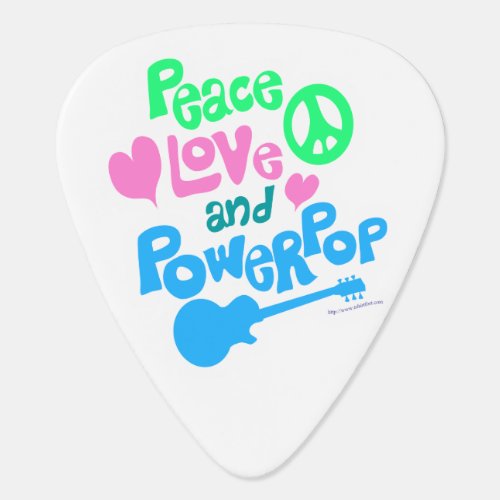 Peace Love Powerpop Epic Cool Music Slogan Guitar Pick