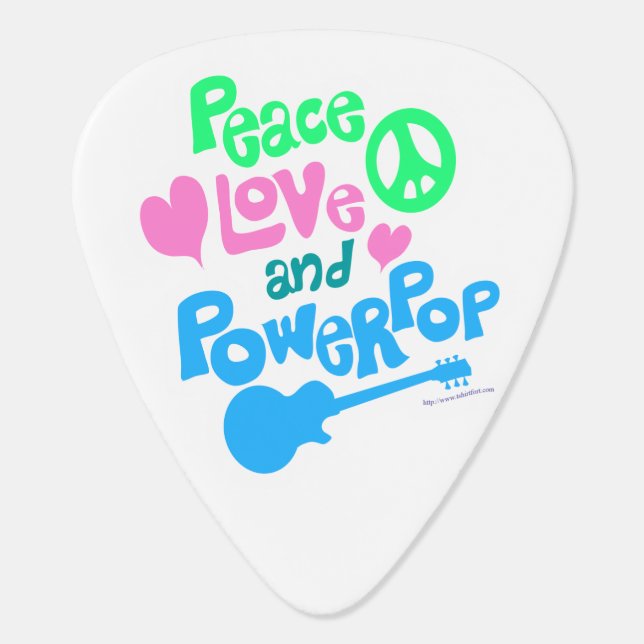 Peace Love Powerpop Epic Cool Music Slogan Guitar Pick (Back)