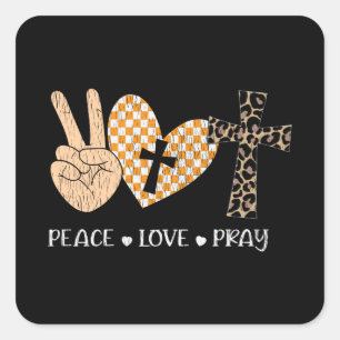 Peace Love Pray Christian Faith Gift For Women Square Sticker