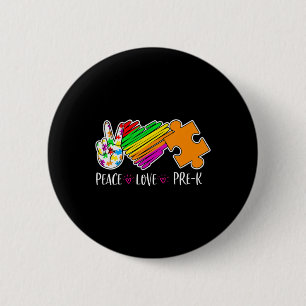 Peace Love Pre-K Autism Awareness - 100 days smart Button