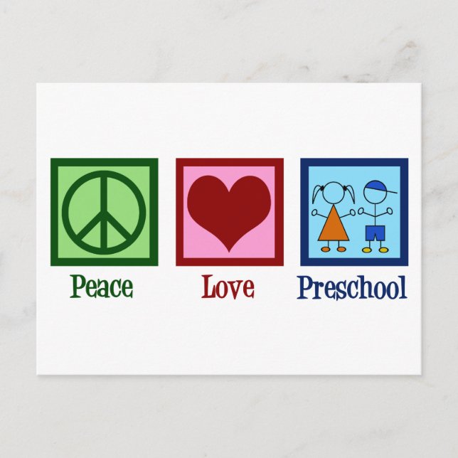 Peace Love Preschool Postcard (Front)