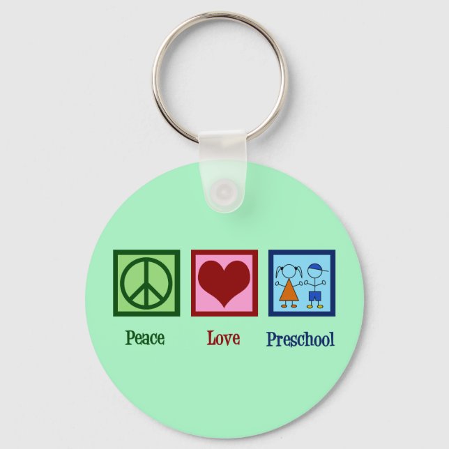Peace Love Preschool Teacher Keychain (Front)