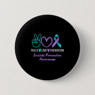 Peace Love Prevention Suicide Awareness Teal Purpl Button