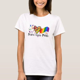 Peace Love Pride Leopard Rainbow LGBTQ+ Gay Pride T-Shirt