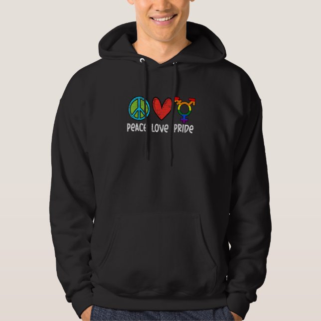 Peace Love Pride Nonbinary Non Binary Enby Nb Flag Hoodie (Front)