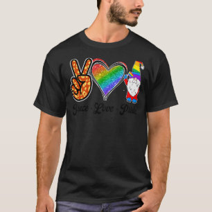 Peace Love Pride Rainbow Heart Gnome LGBT LGBTQ Al T-Shirt