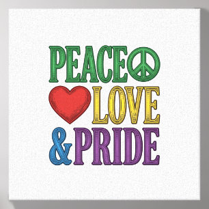 Peace Love Pride Vintage Engraving Vector Design_1 Canvas Photo Tile