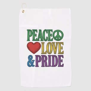 Peace Love Pride Vintage Engraving Vector Design_1 Golf Towel