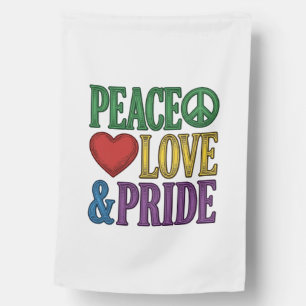 Peace Love Pride Vintage Engraving Vector Design_1 House Flag