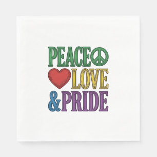 Peace Love Pride Vintage Engraving Vector Design_1 Napkins