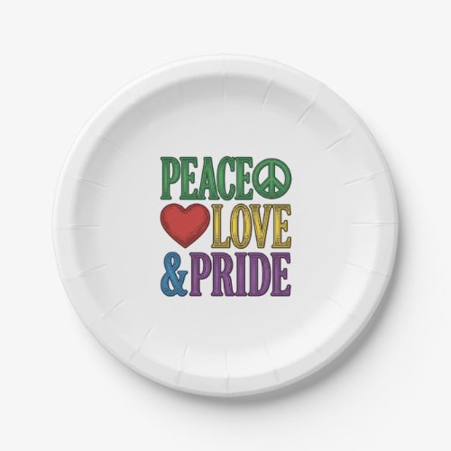 Peace Love Pride Vintage Engraving Vector Design_1 Paper Plates