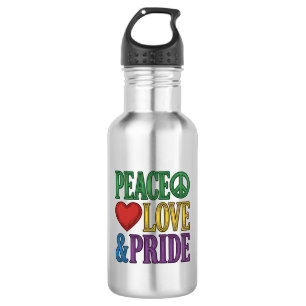 Peace Love Pride Vintage Engraving Vector Design_1 Stainless Steel Water Bottle