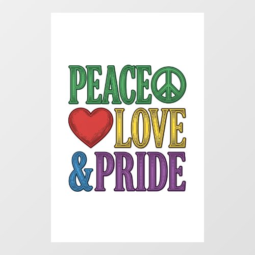 Peace Love Pride Vintage Engraving Vector Design_1 Window Cling