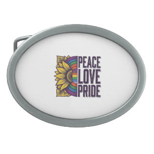 Peace Love Pride Vintage Flower Vector Shirt_1 Belt Buckle