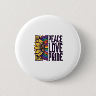 Peace Love Pride Vintage Flower Vector Shirt_1 Button